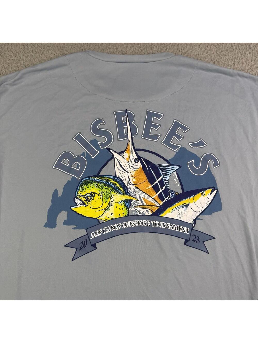 Pelagic Aquatek Bisbee's Fishing Vented Blue Long Sleeve Shirt Men Size Size XL